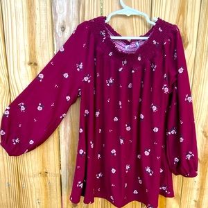 Old Navy Long-Sleeved Maroon Floral Shirt. G 10/12